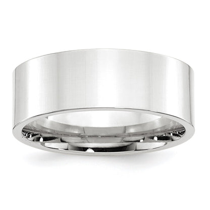 14k White Gold 8mm Standard Weight Flat Comfort Fit Wedding Band Size 11