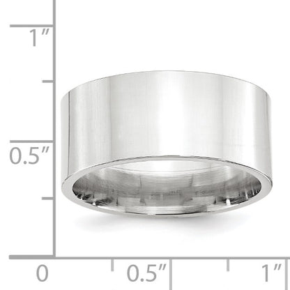 14k White Gold 10mm Standard Weight Flat Comfort Fit Wedding Band Size 10