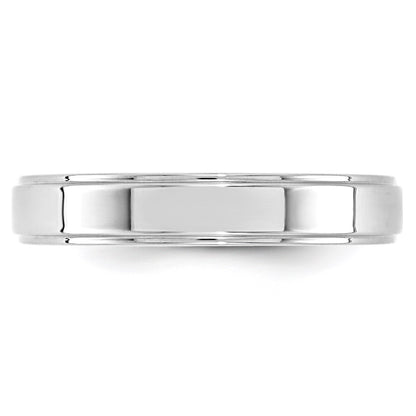 14k White Gold 4mm Flat with Step Edge Wedding Band Size 10