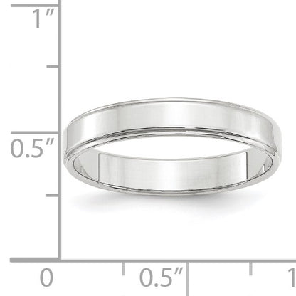 14k White Gold 4mm Flat with Step Edge Wedding Band Size 6