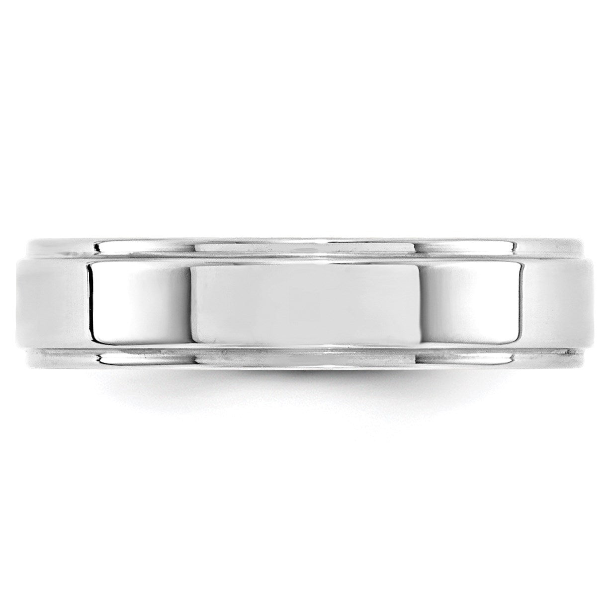 14k White Gold 5mm Flat with Step Edge Wedding Band Size 9.5