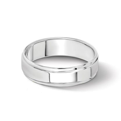 14k White Gold 5mm Flat with Step Edge Wedding Band Size 9.5