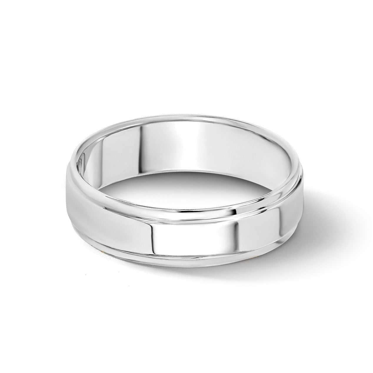 14k White Gold 5mm Flat with Step Edge Wedding Band Size 8.5