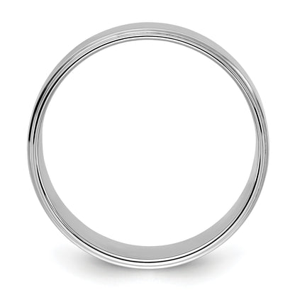 14k White Gold 8mm Flat with Step Edge Wedding Band Size 13