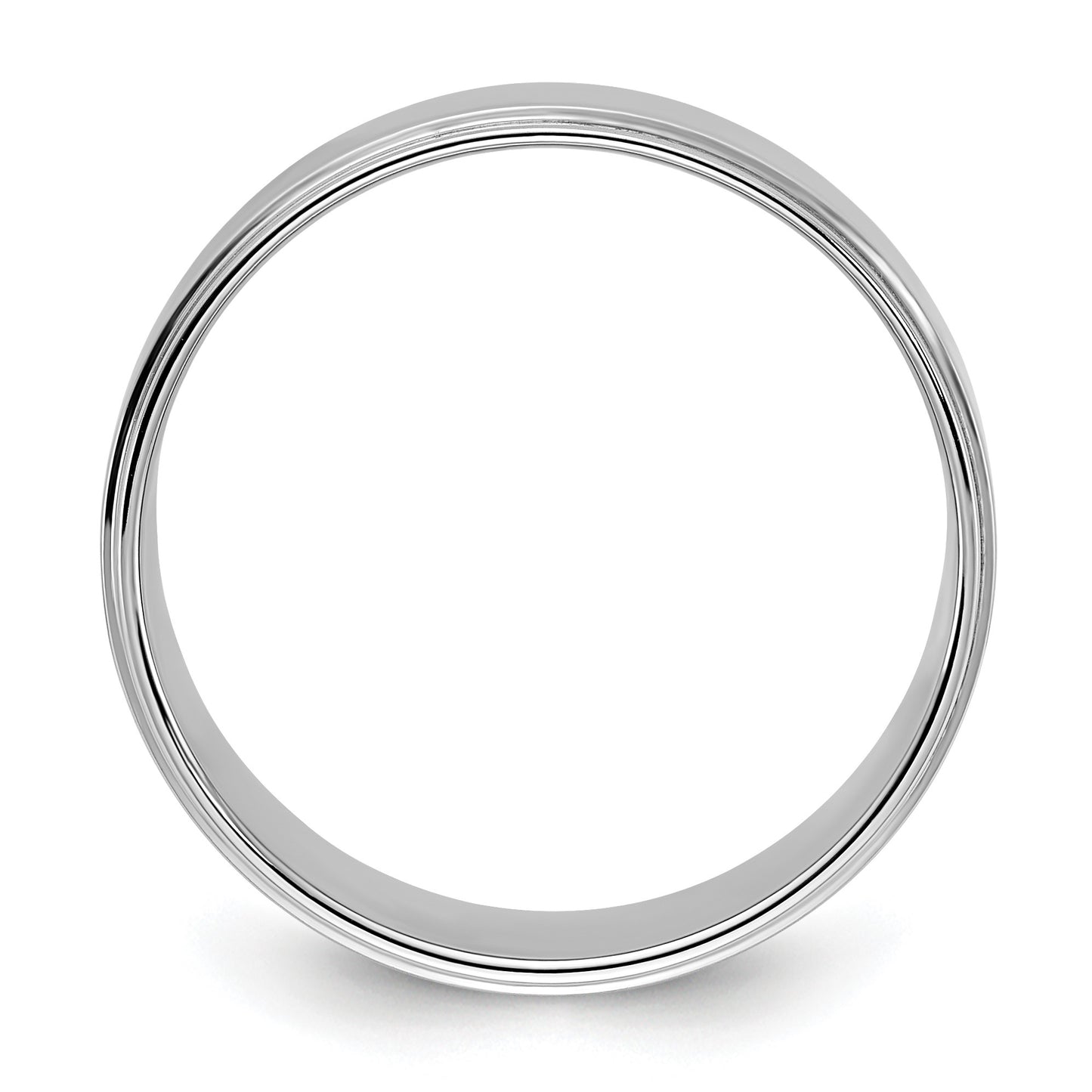 14k White Gold 8mm Flat with Step Edge Wedding Band Size 9