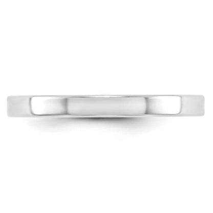 14k White Gold 2.5mm Lightweight Flat Wedding Band Size 6