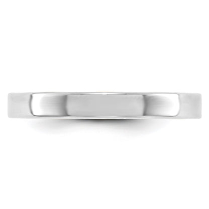 14k White Gold 3mm Lightweight Flat Wedding Band Size 8.5