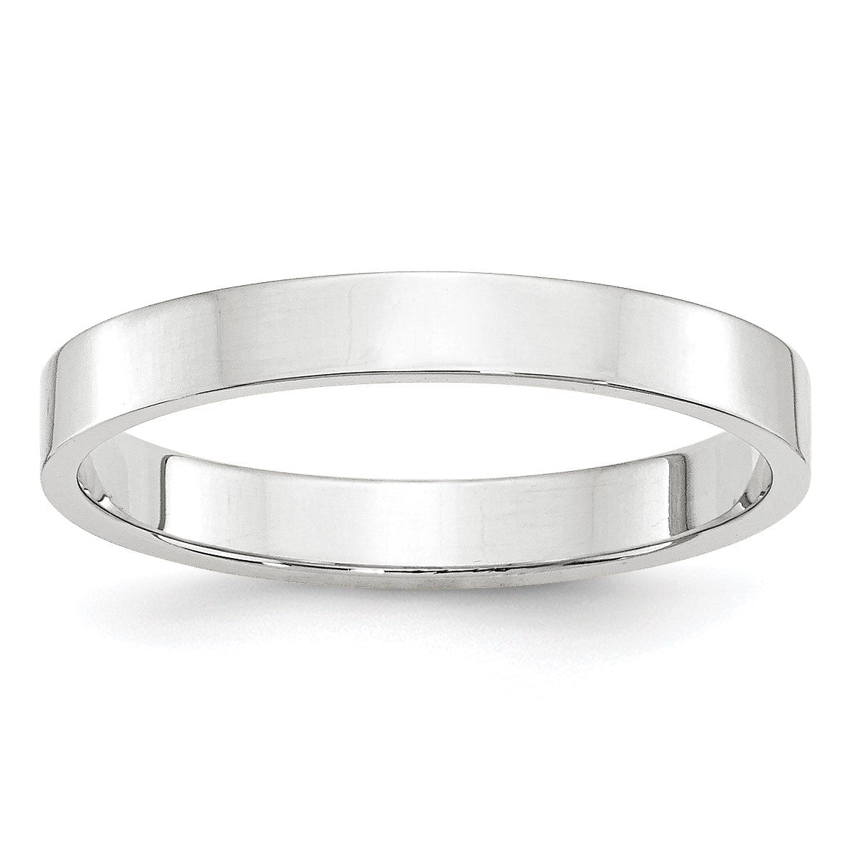 14k White Gold 3mm Lightweight Flat Wedding Band Size 10.5