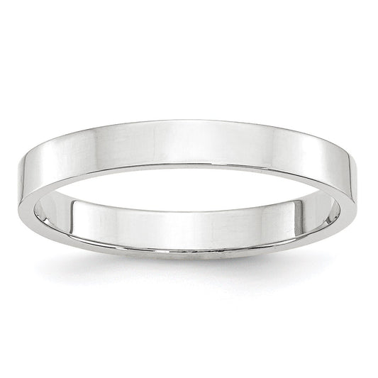 14k White Gold 3mm Lightweight Flat Wedding Band Size 7.5
