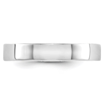 14k White Gold 4mm Lightweight Flat Wedding Band Size 11.5