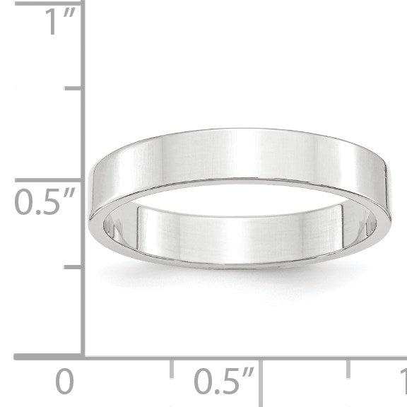 14k White Gold 4mm Lightweight Flat Wedding Band Size 4.5