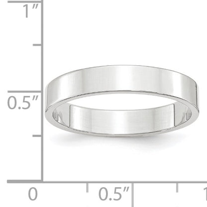 14k White Gold 4mm Lightweight Flat Wedding Band Size 4.5