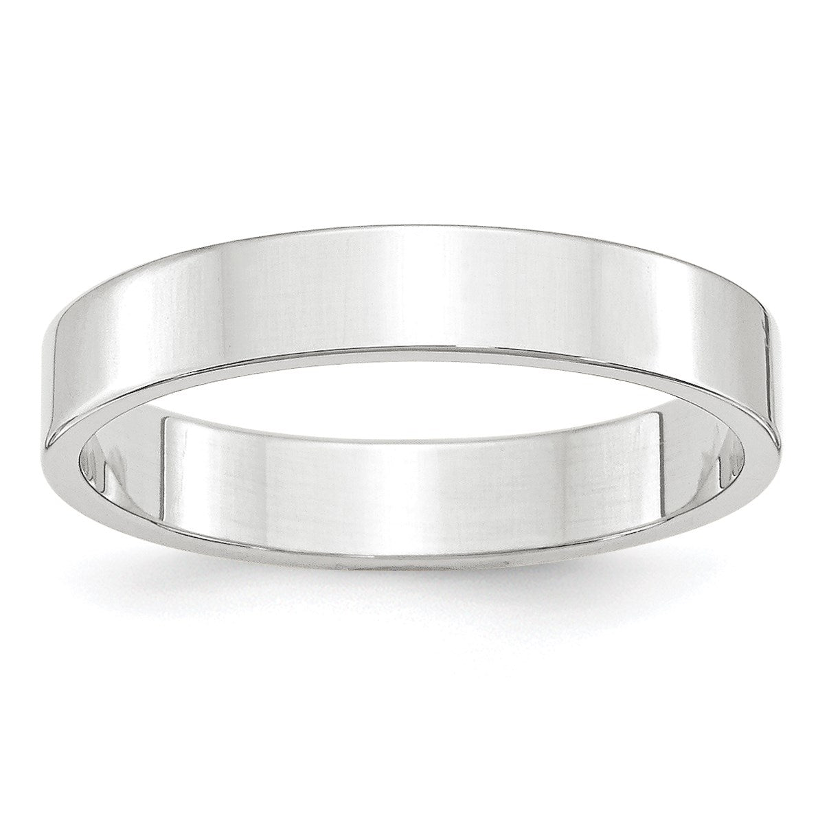 14k White Gold 4mm Lightweight Flat Wedding Band Size 6