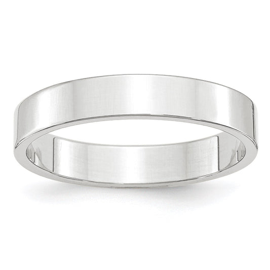 14k White Gold 4mm Lightweight Flat Wedding Band Size 6