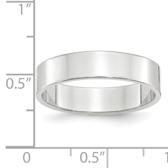 14k White Gold 5mm Lightweight Flat Wedding Band Size 5