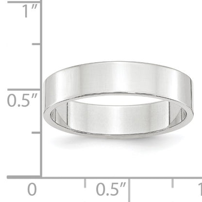 14k White Gold 5mm Lightweight Flat Wedding Band Size 13.5