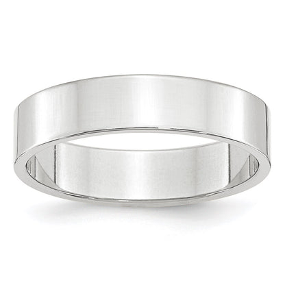 14k White Gold 5mm Lightweight Flat Wedding Band Size 5