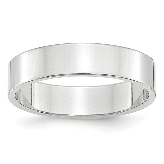 14k White Gold 5mm Lightweight Flat Wedding Band Size 10