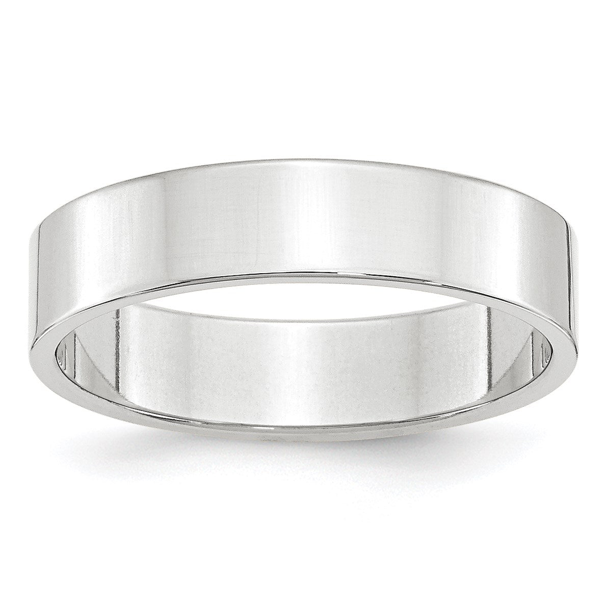 14k White Gold 5mm Lightweight Flat Wedding Band Size 14