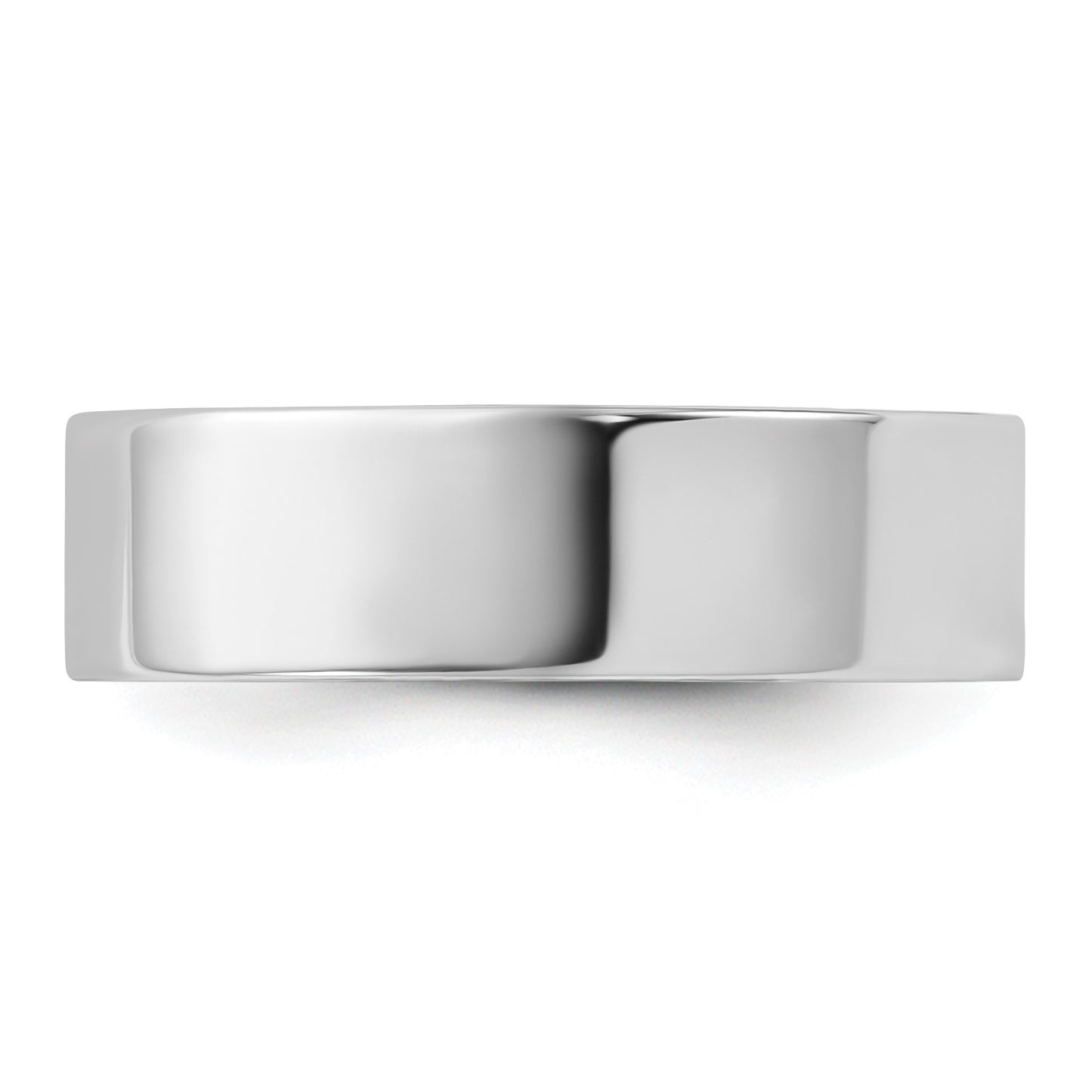 14k White Gold 6mm Lightweight Flat Wedding Band Size 6.5