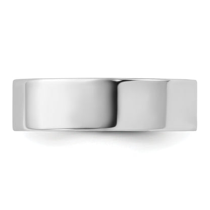 14k White Gold 6mm Lightweight Flat Wedding Band Size 9.5