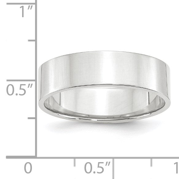 14k White Gold 6mm Lightweight Flat Wedding Band Size 10.5