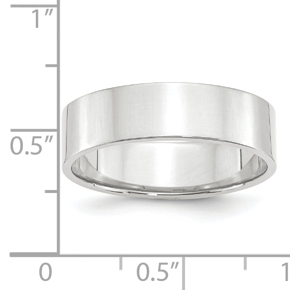 14k White Gold 6mm Lightweight Flat Wedding Band Size 8.5