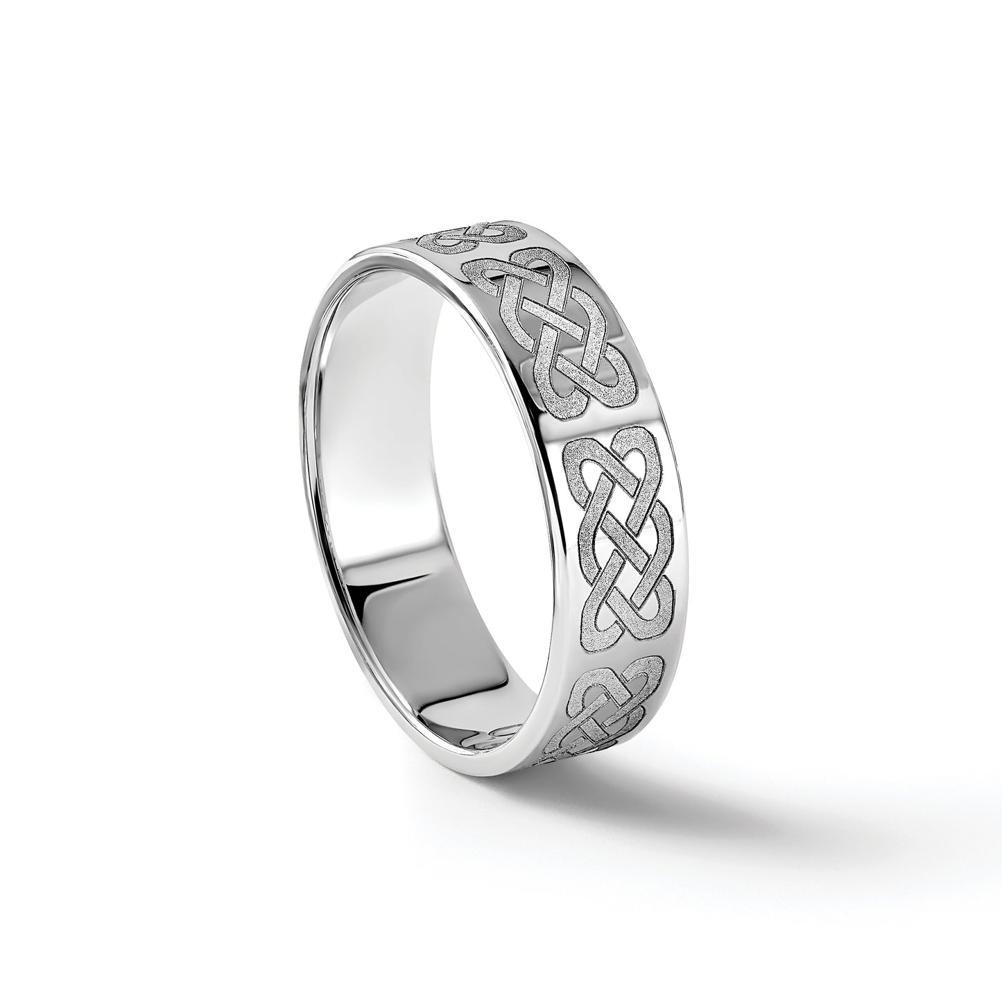 14k White Gold 6mm Lightweight Flat Wedding Band Size 12.5
