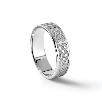 14k White Gold 6mm Lightweight Flat Wedding Band Size 12.5