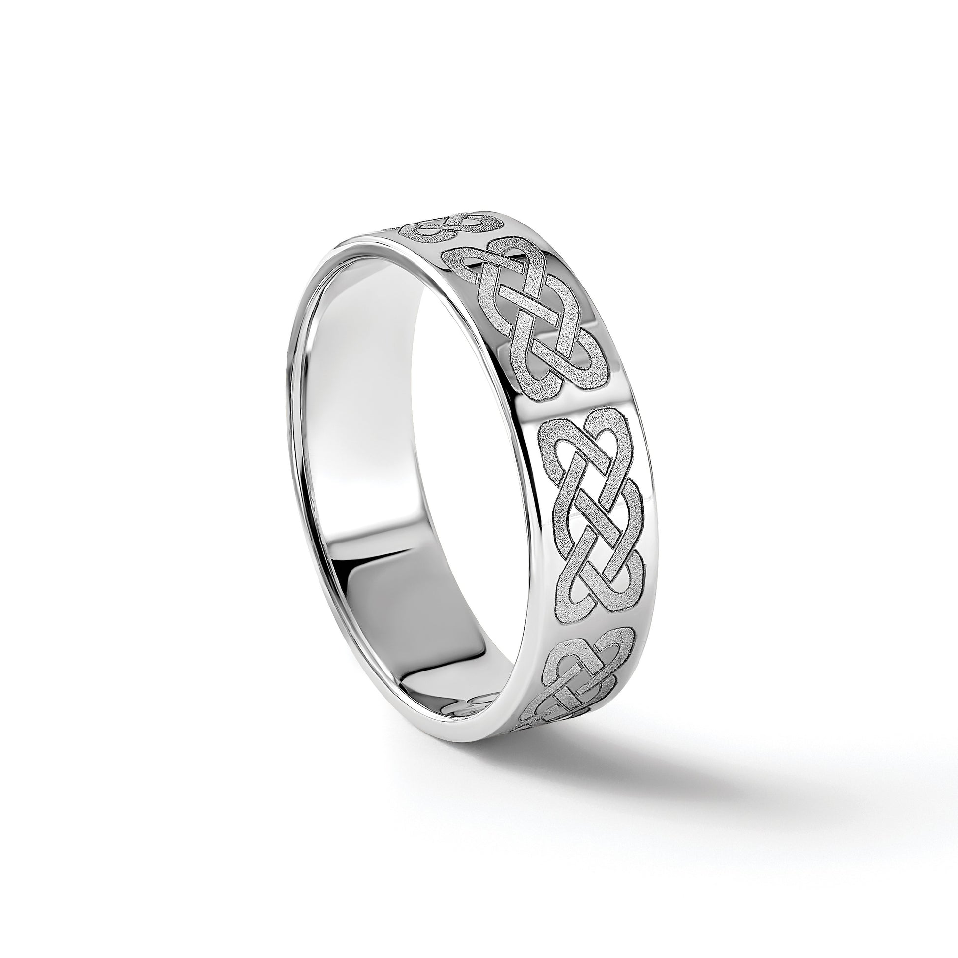 14k White Gold 6mm Lightweight Flat Wedding Band Size 13.5