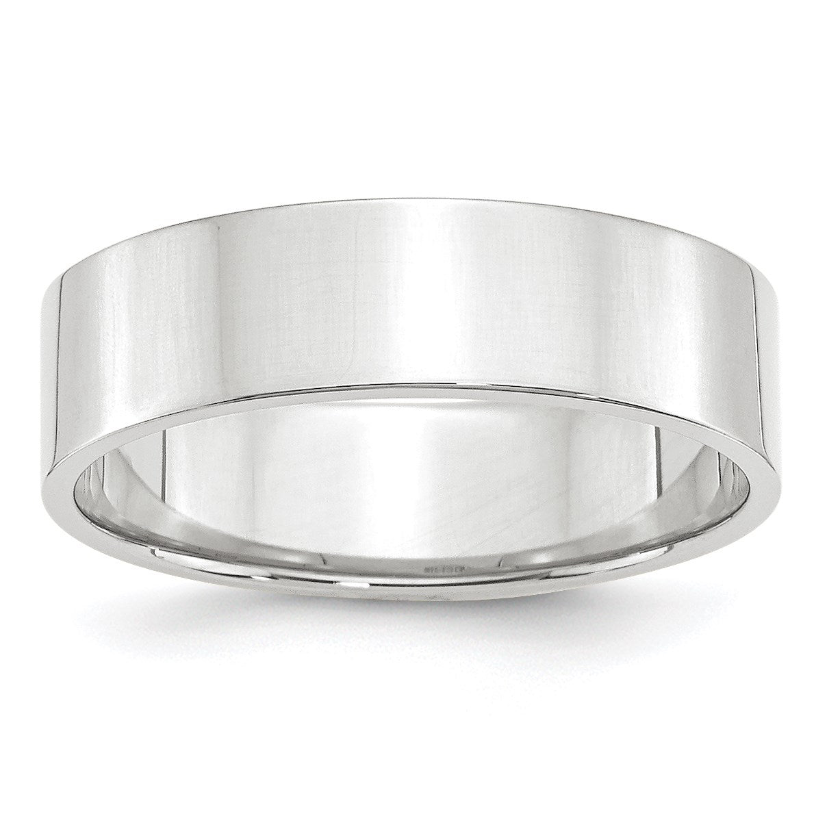 14k White Gold 6mm Lightweight Flat Wedding Band Size 6.5