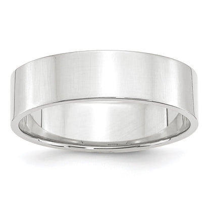 14k White Gold 6mm Lightweight Flat Wedding Band Size 6.5