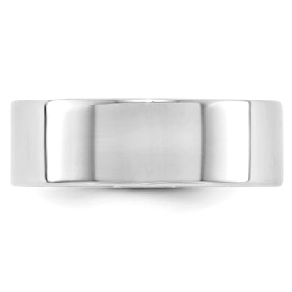 14k White Gold 7mm Lightweight Flat Wedding Band Size 7