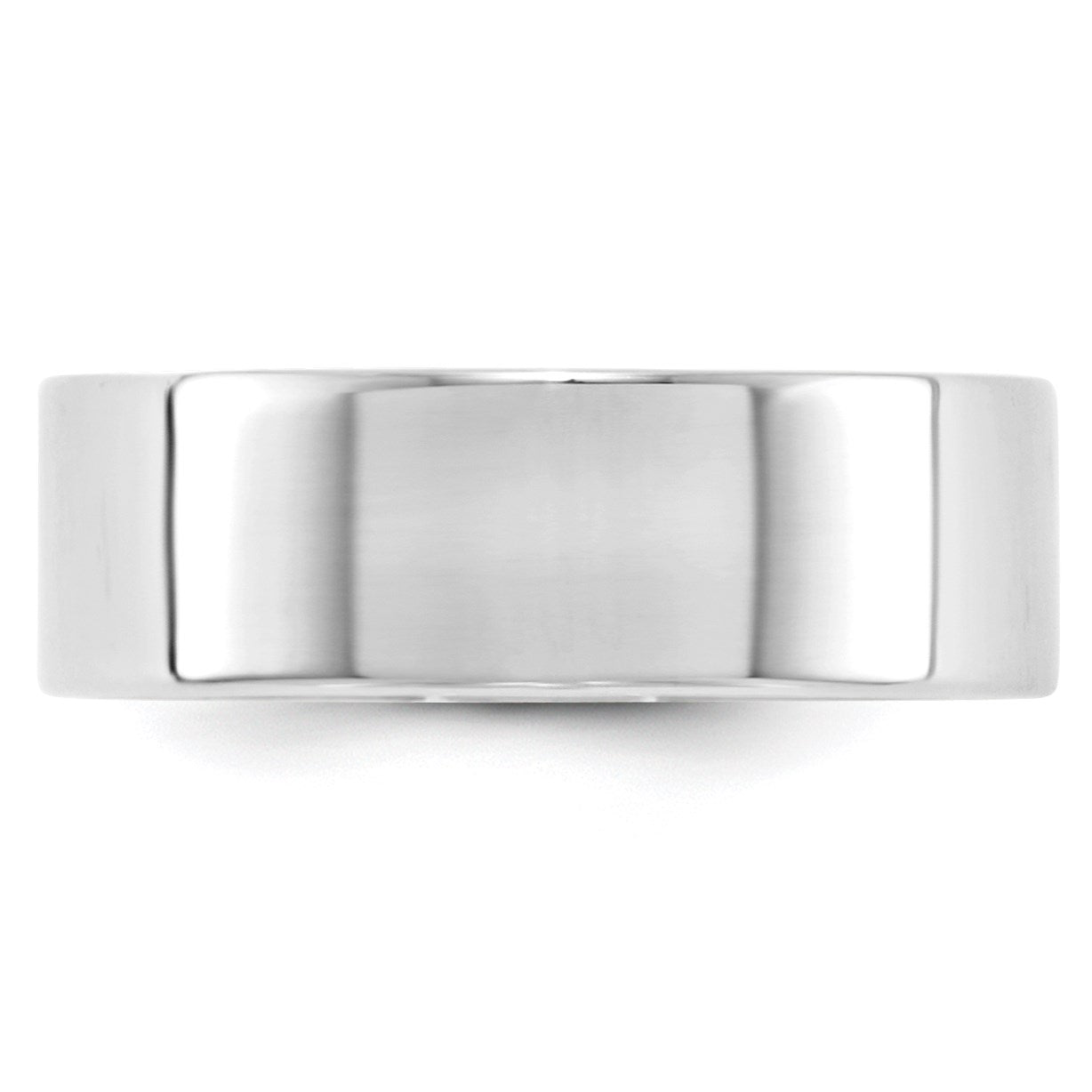 14k White Gold 7mm Lightweight Flat Wedding Band Size 8.5