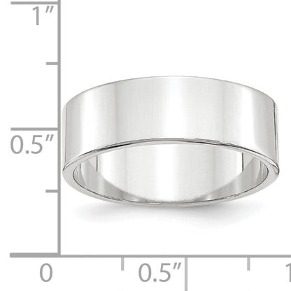 14k White Gold 7mm Lightweight Flat Wedding Band Size 7.5