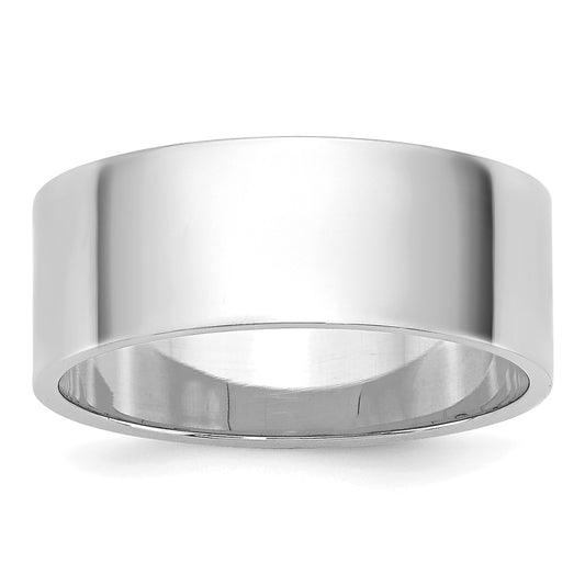 14k White Gold 7mm Lightweight Flat Wedding Band Size 11