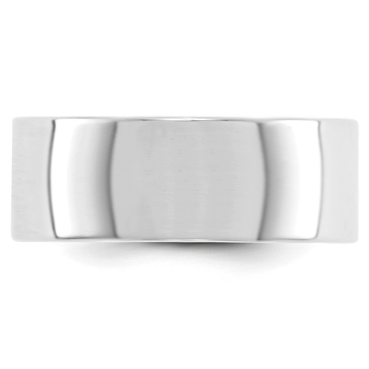 14k White Gold 8mm Lightweight Flat Wedding Band Size 12.5