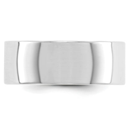 14k White Gold 8mm Lightweight Flat Wedding Band Size 9