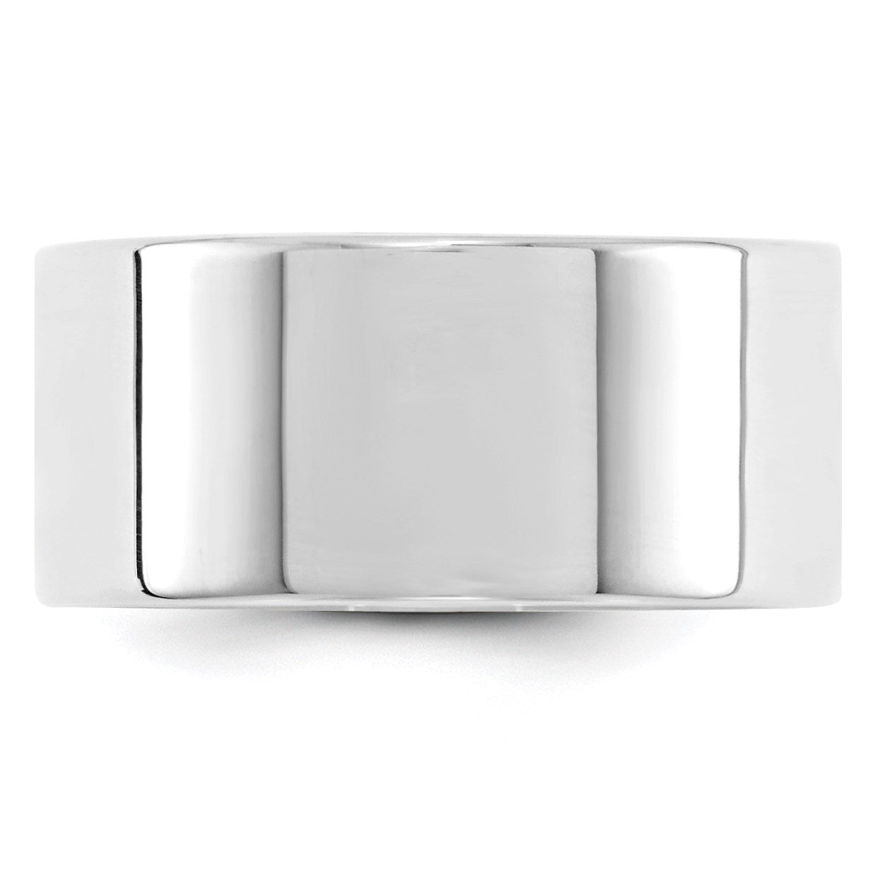 14k White Gold 10mm Lightweight Flat Wedding Band Size 14