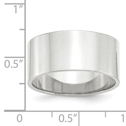 14k White Gold 10mm Lightweight Flat Wedding Band Size 13