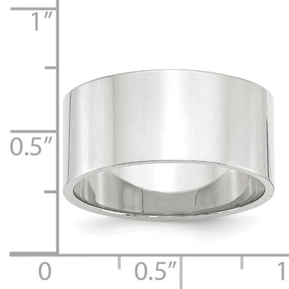 14k White Gold 10mm Lightweight Flat Wedding Band Size 12