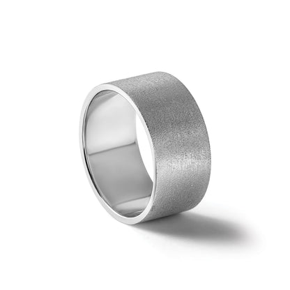 14k White Gold 10mm Lightweight Flat Wedding Band Size 12