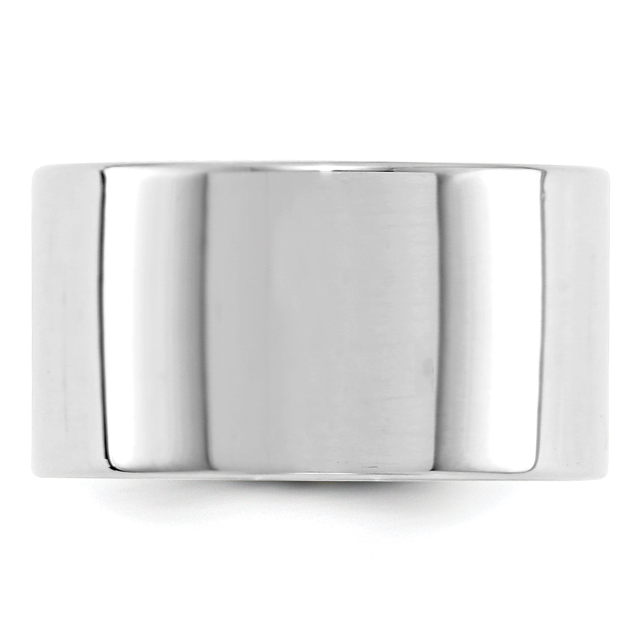14k White Gold 12mm Lightweight Flat Wedding Band Size 5.5