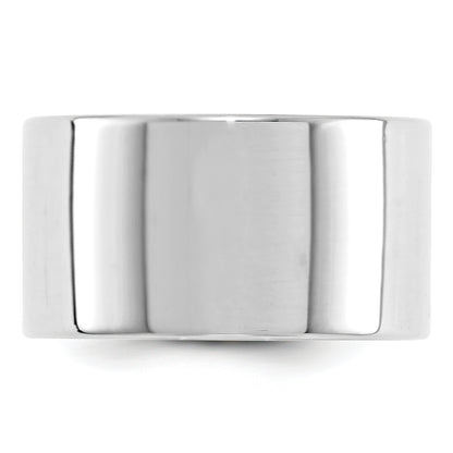 14k White Gold 12mm Lightweight Flat Wedding Band Size 5.5