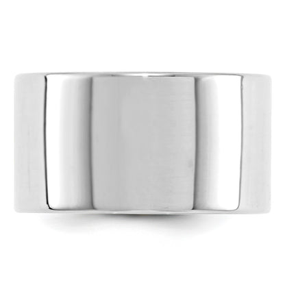 14k White Gold 12mm Lightweight Flat Wedding Band Size 4.5