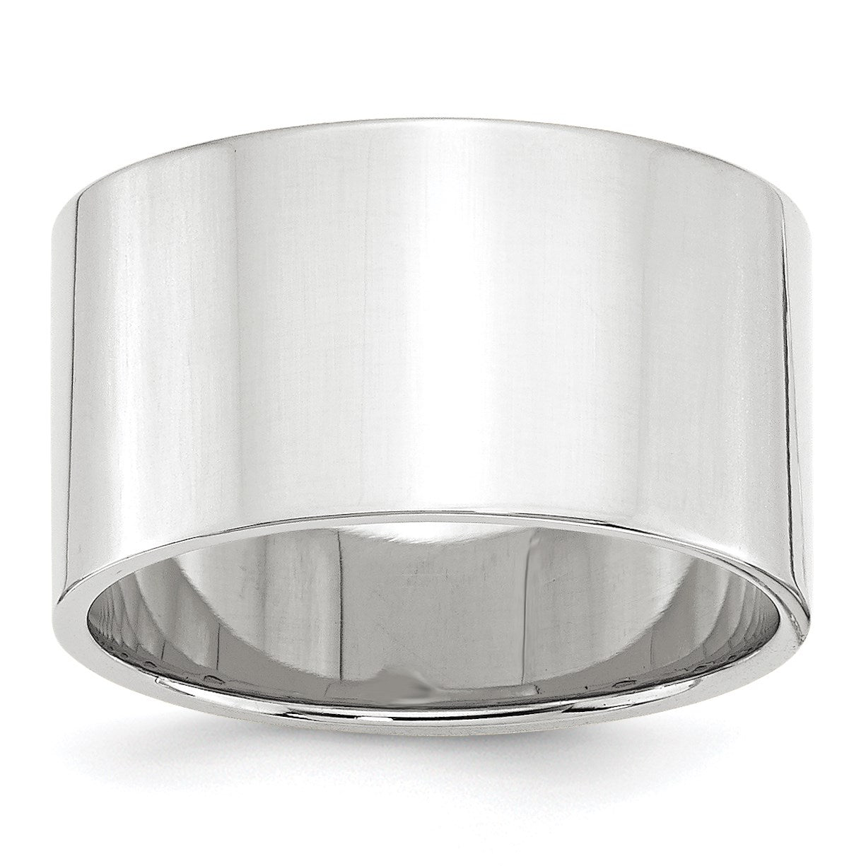14k White Gold 12mm Lightweight Flat Wedding Band Size 4.5
