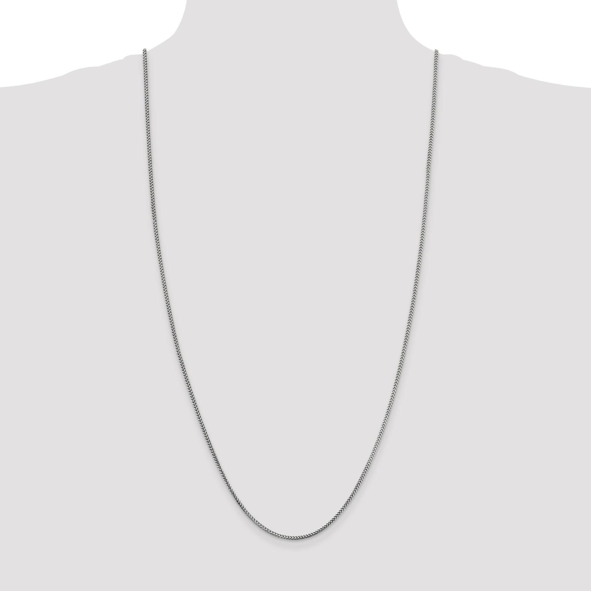 14K White Gold 30 inch 1.5mm Franco with Lobster Clasp Chain