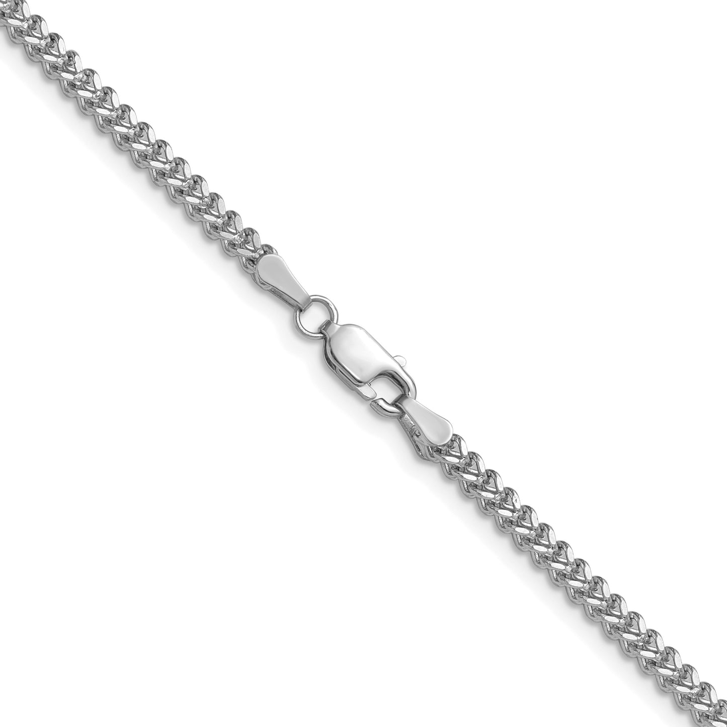 14K White Gold 24 inch 2mm Franco with Lobster Clasp Chain