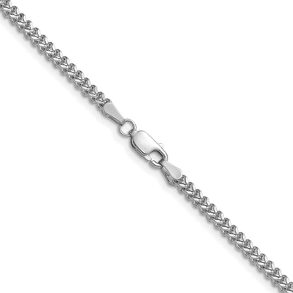 14K White Gold 24 inch 2mm Franco with Lobster Clasp Chain