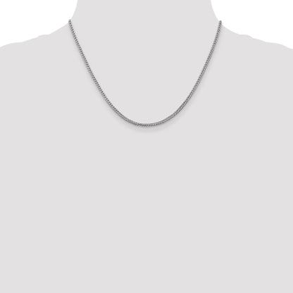 14K White Gold 18 inch 2mm Franco with Lobster Clasp Chain